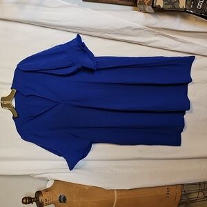 New Lightweight Shirt Dress. Size Large. Ruffle shirt sleeve. Royal Blue.